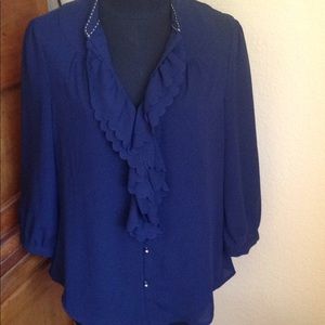 Anthropologie HD in Paris Picea Sz 6 Navy Blouse